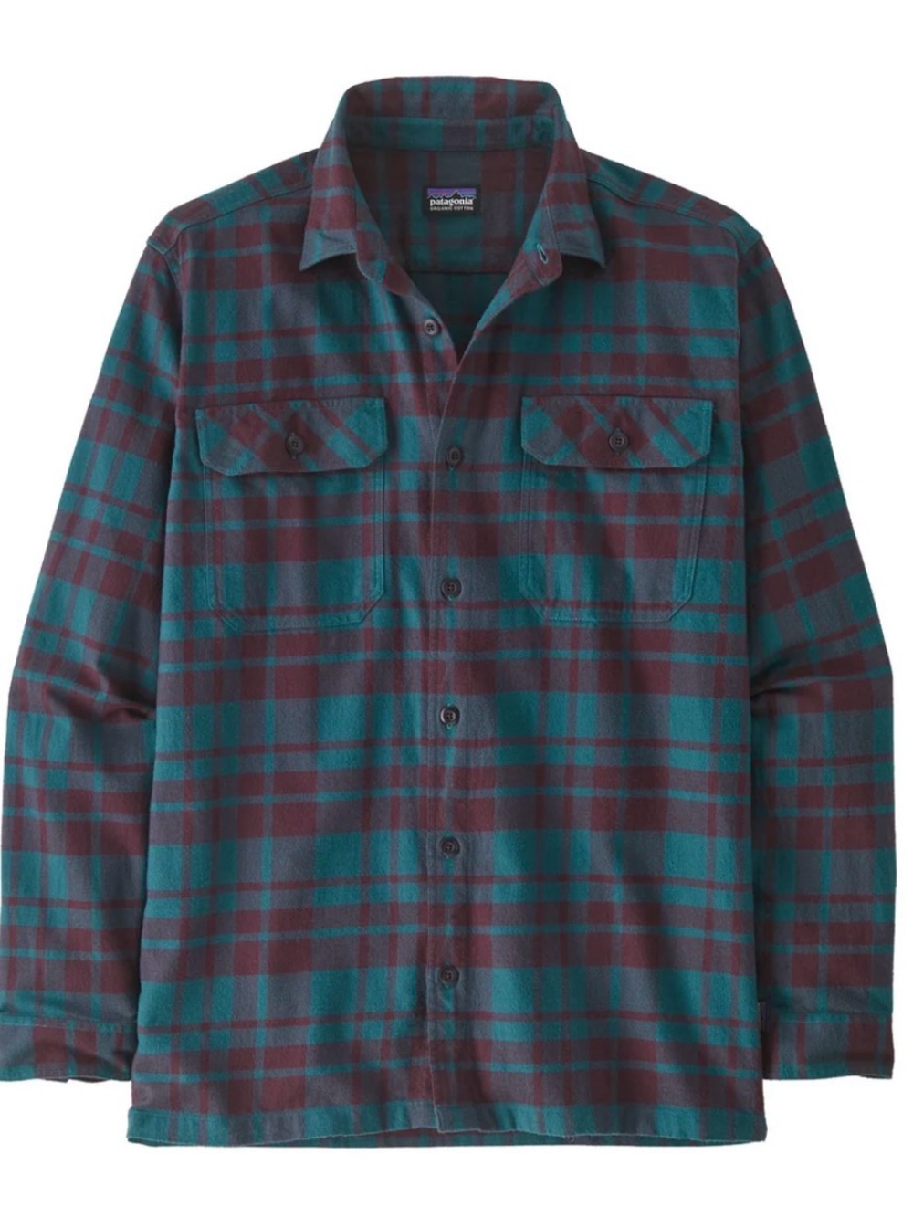 Patagonia Teal and Maroon Plaid Lightweight Shirt Jacket